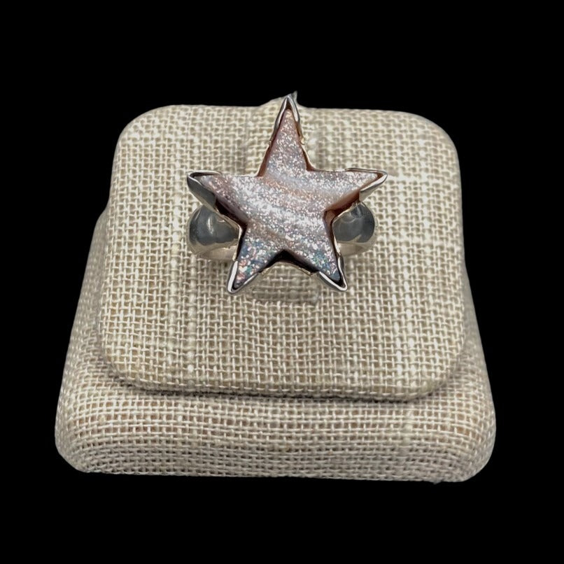 Front Side Of Sterling Silver Druzy Star Ring