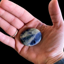 Load image into Gallery viewer, Sodalite Palm Stone In Natural Light
