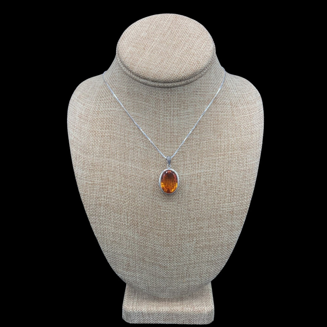 Sterling Silver And Citrine Pendant Necklace
