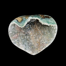 Load image into Gallery viewer, Top View Of  Blue Amethyst  Heart Showing Druse Crytsals Within The Specimen
