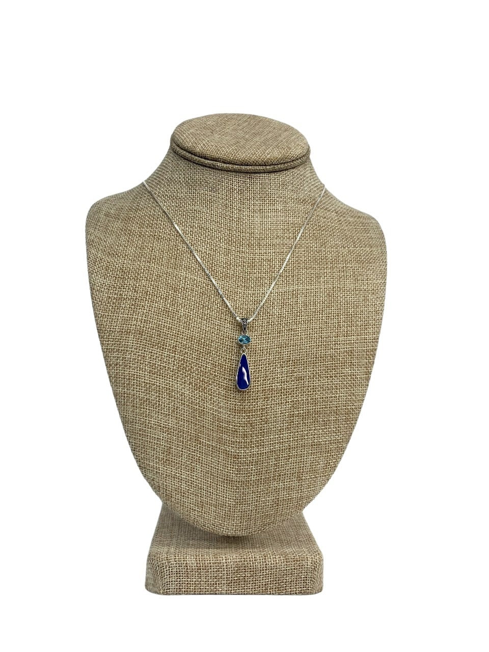 Blue Opal And Blue Topaz Sterling Silver Necklace