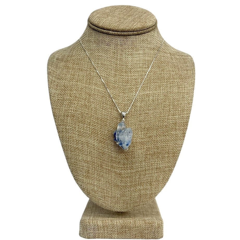 Sterling Silver And Blue Dumortierite Pendant Necklace