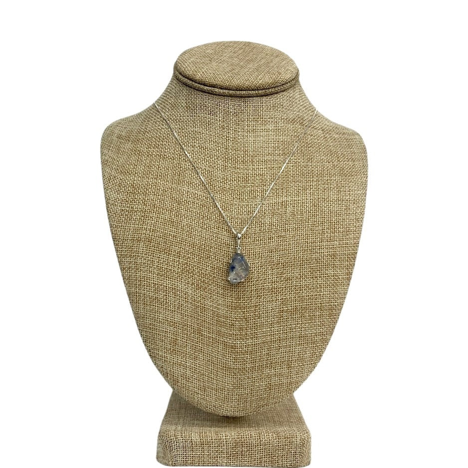 Sterling Silver And Blue dumortierite Pendant Necklace