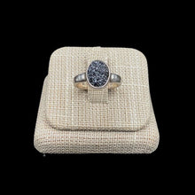 Load image into Gallery viewer, Face Of Sterling Silver And Black Druzy Crystal Ring
