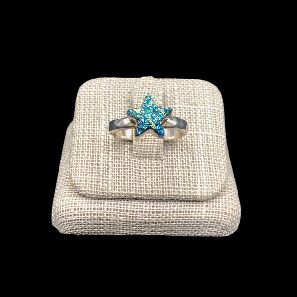 Face Of Sterling Silver And Druzy Crystal Star Ring