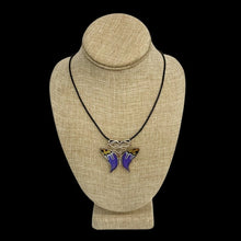 Load image into Gallery viewer, Sterling Silver And Leather Cord Genuine Butterfly Wing Necklace
