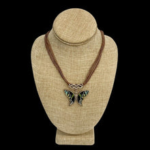 Load image into Gallery viewer, Sterling Silver And Brown Cord Butterfly Pendant Necklace
