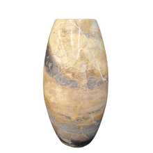 Load image into Gallery viewer, Artesian Vase Polished Carved Peacock Marble Cone Vase 12 inch Tall
