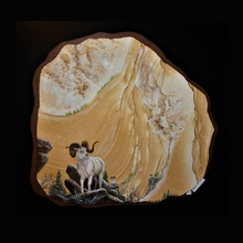 Load image into Gallery viewer, Big Horn Sheep Painted On Sandstone On Snowcovered Mountain
