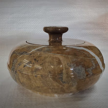 Load image into Gallery viewer, Peacock Marble Container with Lid side view
