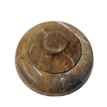 Load image into Gallery viewer, Peacock Marble Container with Lid top view with lid
