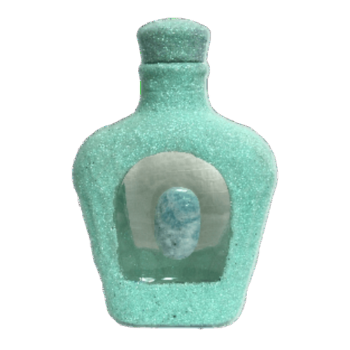 Upcycled Bottle With Sparkle Paint And Amazonite Stone