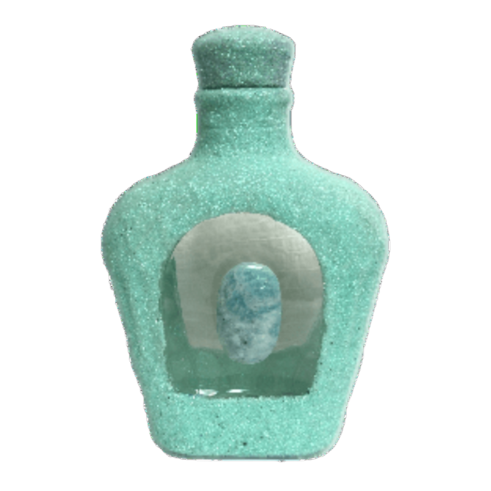 Upcycled Bottle With Sparkle Paint And Amazonite Stone