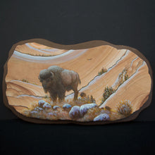 Load image into Gallery viewer, Hand Painted Buffalo On Sandstone  Brown Cream White Black Art For The Home Or Office
