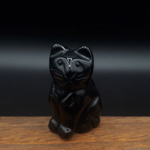 Load image into Gallery viewer, Obsidian Cat Figurine
