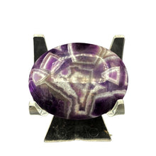 Load image into Gallery viewer, Chevron Amethyst Palm Stone In Indoor Light
