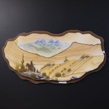 Load image into Gallery viewer, Sandstone Painting Landscape Pioneer  On Horseback Leading A Donkey
