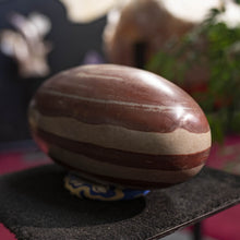 Load image into Gallery viewer, Brick Red Cream Colors Natural Shiva Lingam
