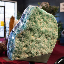 Load image into Gallery viewer, Back View Of Fluorite Specimen Green Rough Textures 25 inches tall
