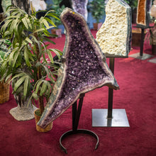 Load image into Gallery viewer, Asymmetrical Amethyst Druzy Specimen On Stand
