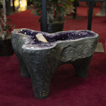 Load image into Gallery viewer, Amethyst Druzy Crystal With Calcite Table Base
