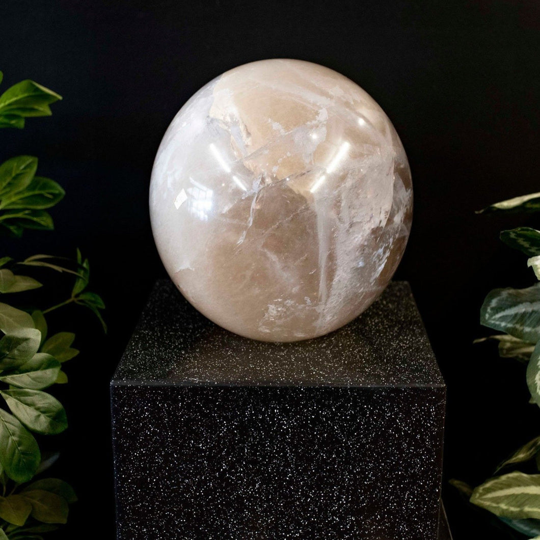 Large 14 Inch Quartz Crystal Sphere Mineral Decor