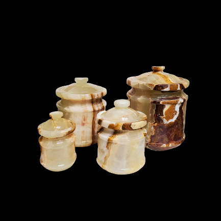 Onyx Carved Cannister 4 Piece Set