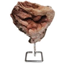Load image into Gallery viewer, Druzy Pink Amethyst On Silver Metal Stand 
