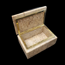 Load image into Gallery viewer, Light Tan Flower Coral Fossil Trinket Box Flip Top Lid
