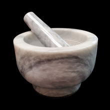 Load image into Gallery viewer, White Onyx Mortar Pestle Alternate View Gray Coloring
