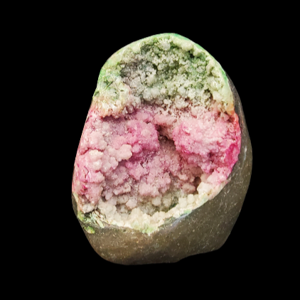 Large Pink And Green Druzy Dyed Sculpture