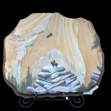 Load image into Gallery viewer, Native American On Snowcap Mountain Painted On Sandstone
