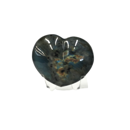 carved and polished Labradorite heart