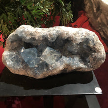 Load image into Gallery viewer, Celestite Geode Specimen 12 Inches Long Blue Crystals
