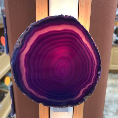 Dyed Agate Slice Nightlight Purple