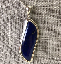 Load image into Gallery viewer, Silver Elongated Pendant Necklace Lapis Lazuli Jewelry
