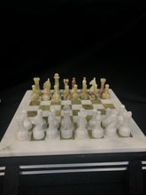 Load image into Gallery viewer, Green White Onyx Chess Set With Carrying Case
