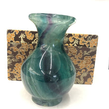 Load image into Gallery viewer, Carved Stone Vase Fluorite

