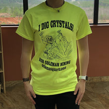 Load image into Gallery viewer, Highlighter Yellow I Dig Crystals Unisex Short Sleeve T Shirt
