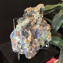 Load image into Gallery viewer, Side View Of An Azurite With Malachite Mineral Specimen Blue Green Gray Cream Tones
