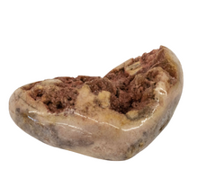 Load image into Gallery viewer, Top View Carved Heart Pink Druzy Polished Edge

