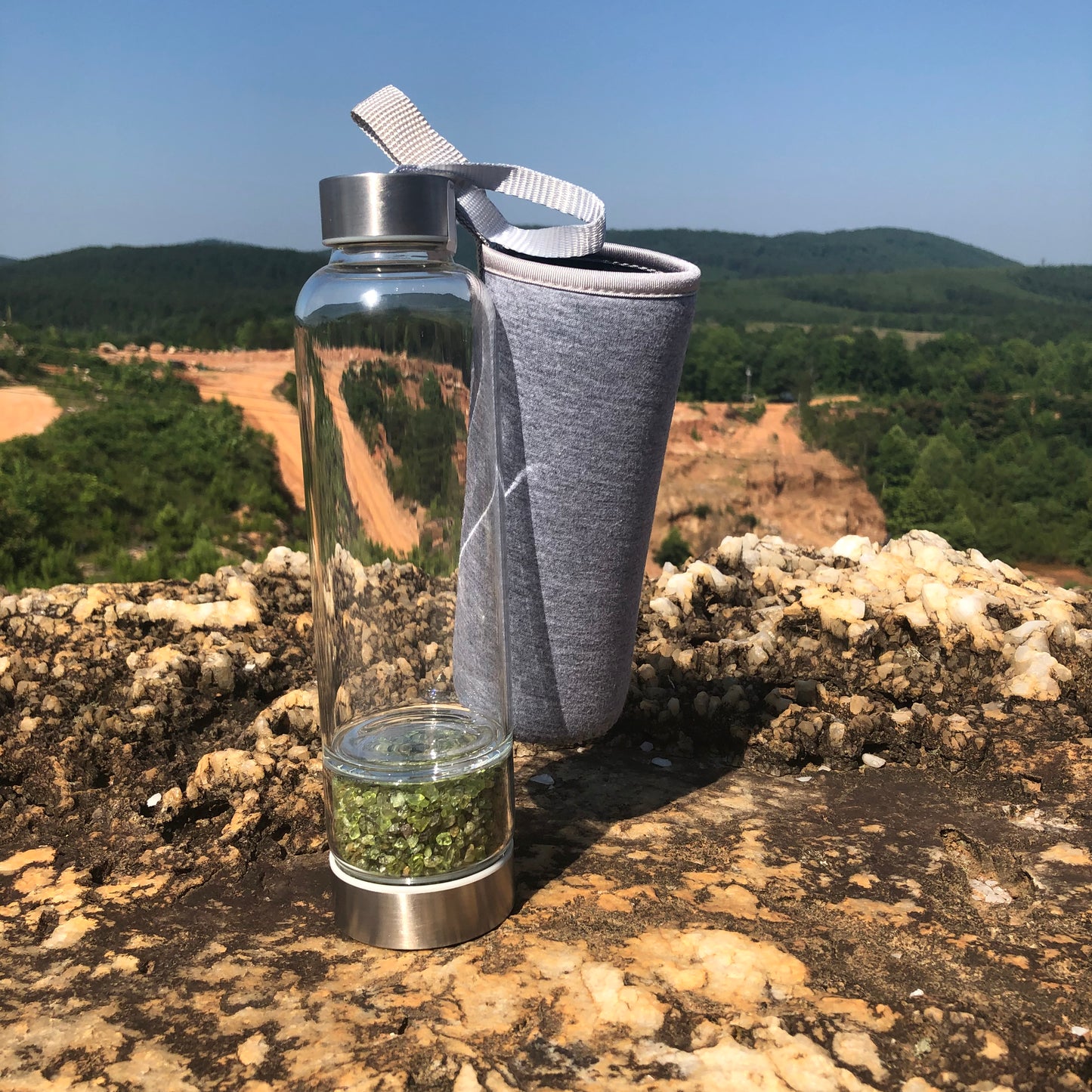 Olivine Chip Glass Water Bottle