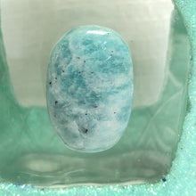 Load image into Gallery viewer, Close Up Of Amazonite Stone On Upcycled Sparkling Mint Green Bottle
