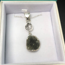 Load image into Gallery viewer, Moldavite Herkimer Diamond Sterling Pendant Necklace
