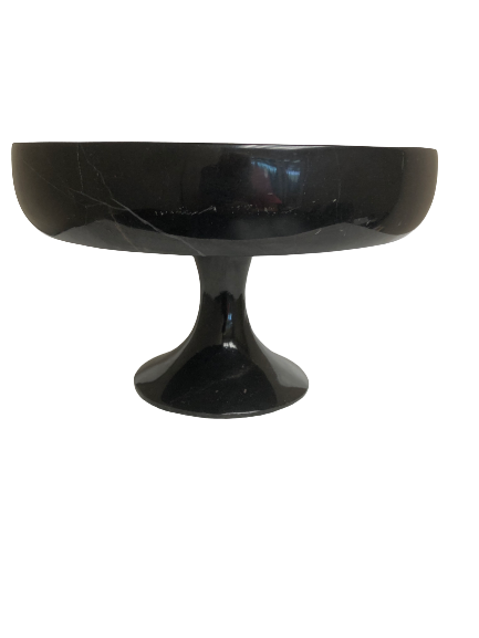 Carved Black Onyx Pedestal Bowl