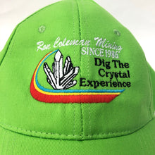 Load image into Gallery viewer, Close Up Crystal Graphic On Lime Green Ron Coleman Mining Souvenir Baseball Cap
