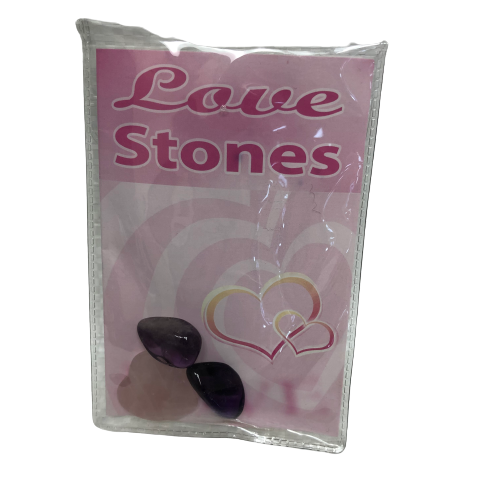 Love Stones Packet With Bag To Carry Rose Quartz Heart And Tumbled Amethyst On Your Person