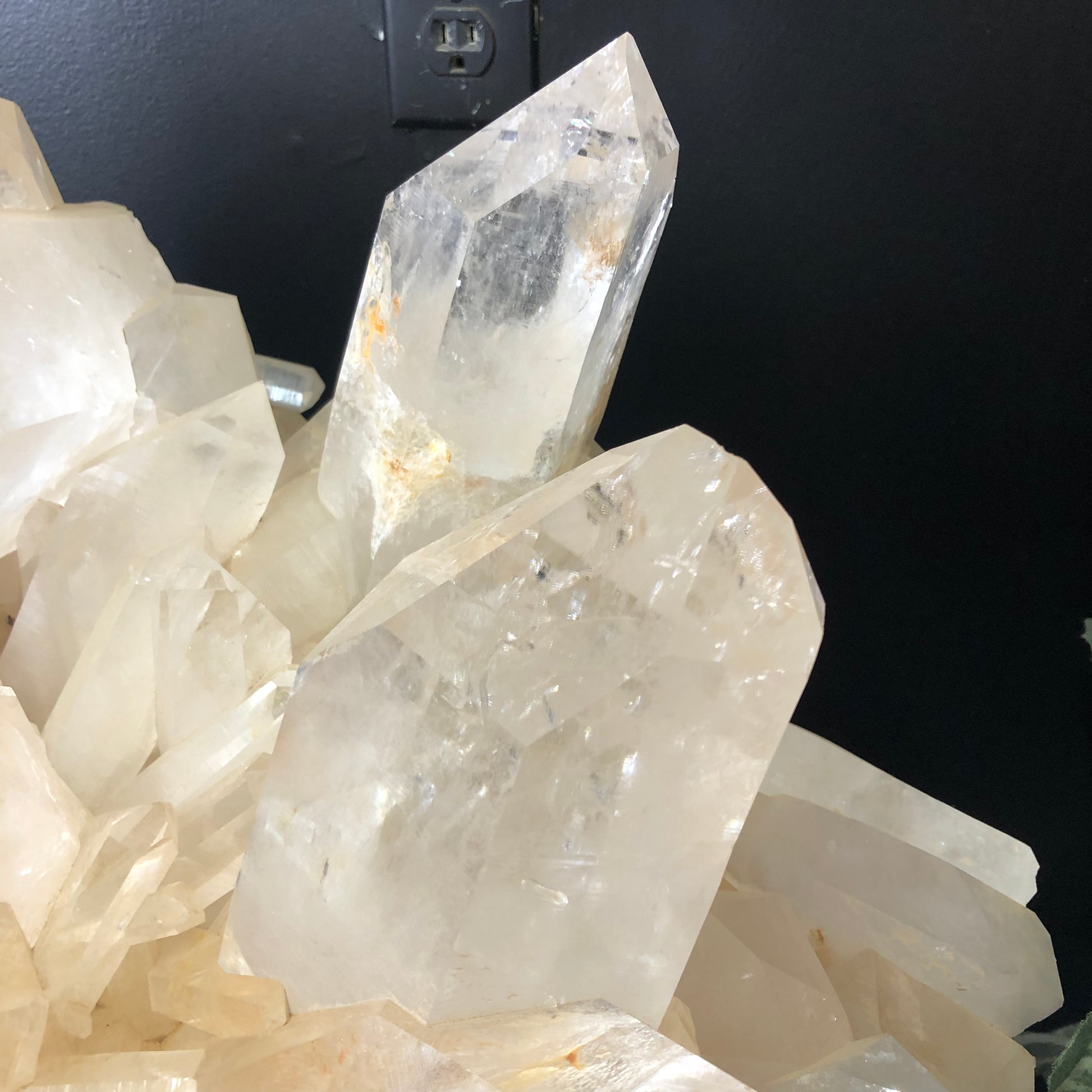 Close Up of a large point on a large arkansas quartz crystal cluster from Ron Coleman