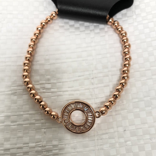 Rose Gold Tone Stretch Stacking Bracelet With Circle Design