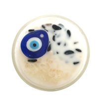 Load image into Gallery viewer, Top View Of Evil Eye Protection Candle With stones showing
